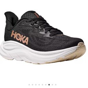 Hoka Black Running Shoe with Rose Gold Logo
